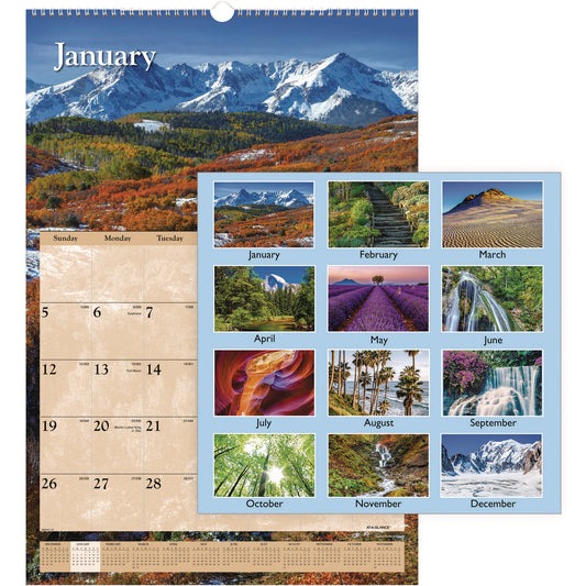AT-A-GLANCE Scenic Monthly Wall Calendar, Landscape Photography, 15.5 x 22.75, White/Multicolor Sheets, 12-Month (Jan-Dec): 2025 (DMW20128)