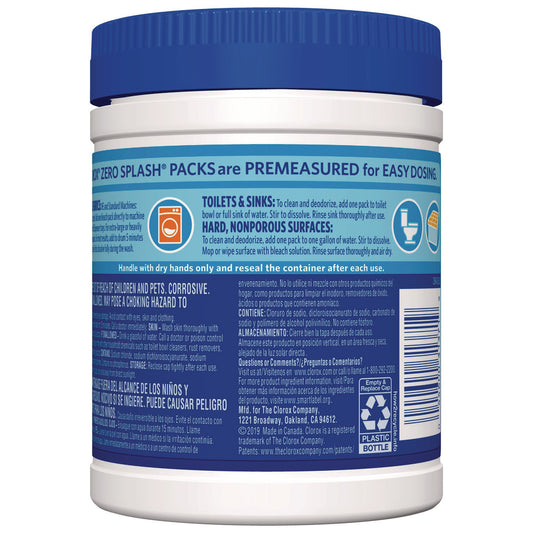 Clorox Zero Splash Bleach Packs, Regular, 12 Tabs/Pack, 6 Packs/Carton (31371)