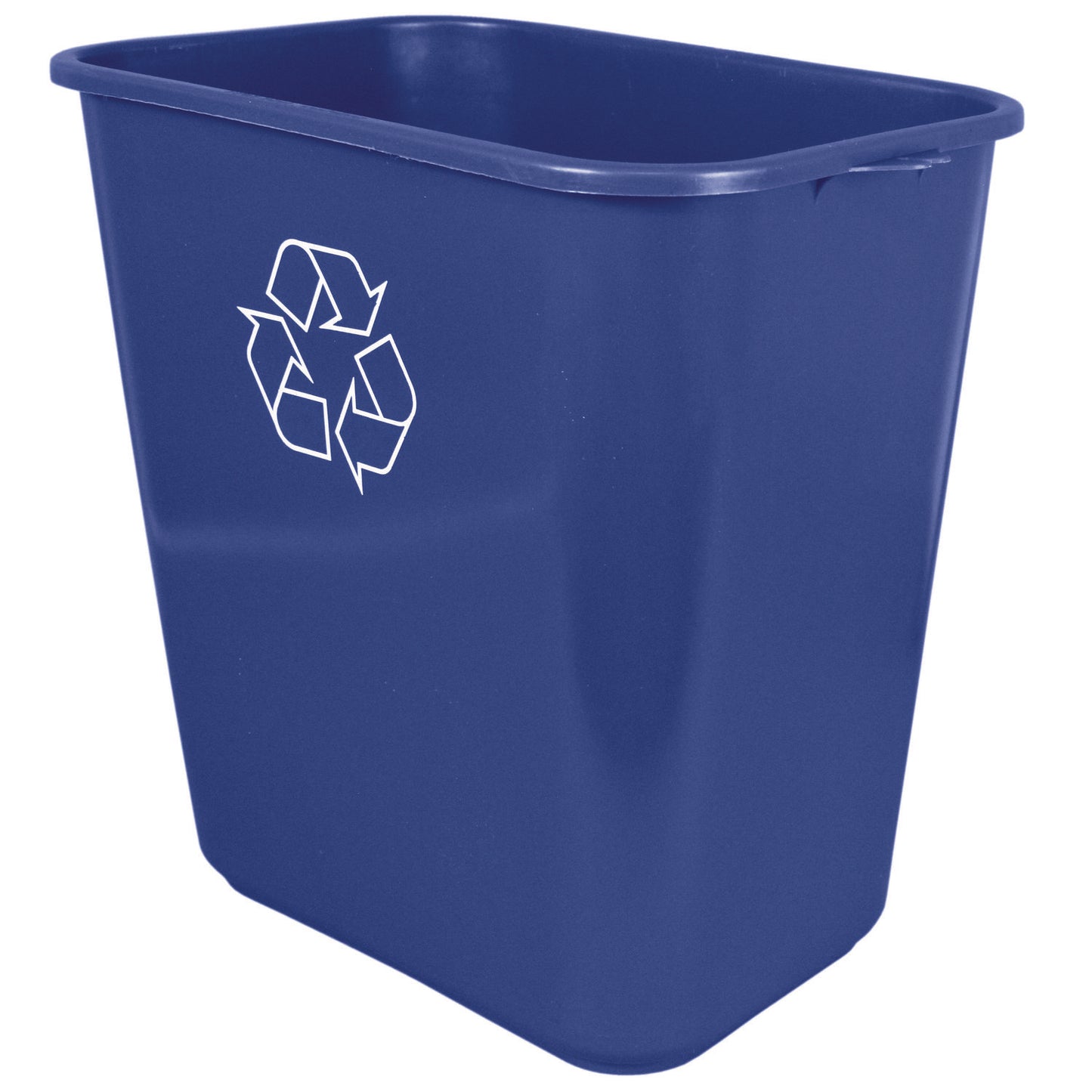 Impact Soft-Sided Recycle Logo Plastic Wastebasket, 28 qt, Polyethylene, Blue (7702BLUR)
