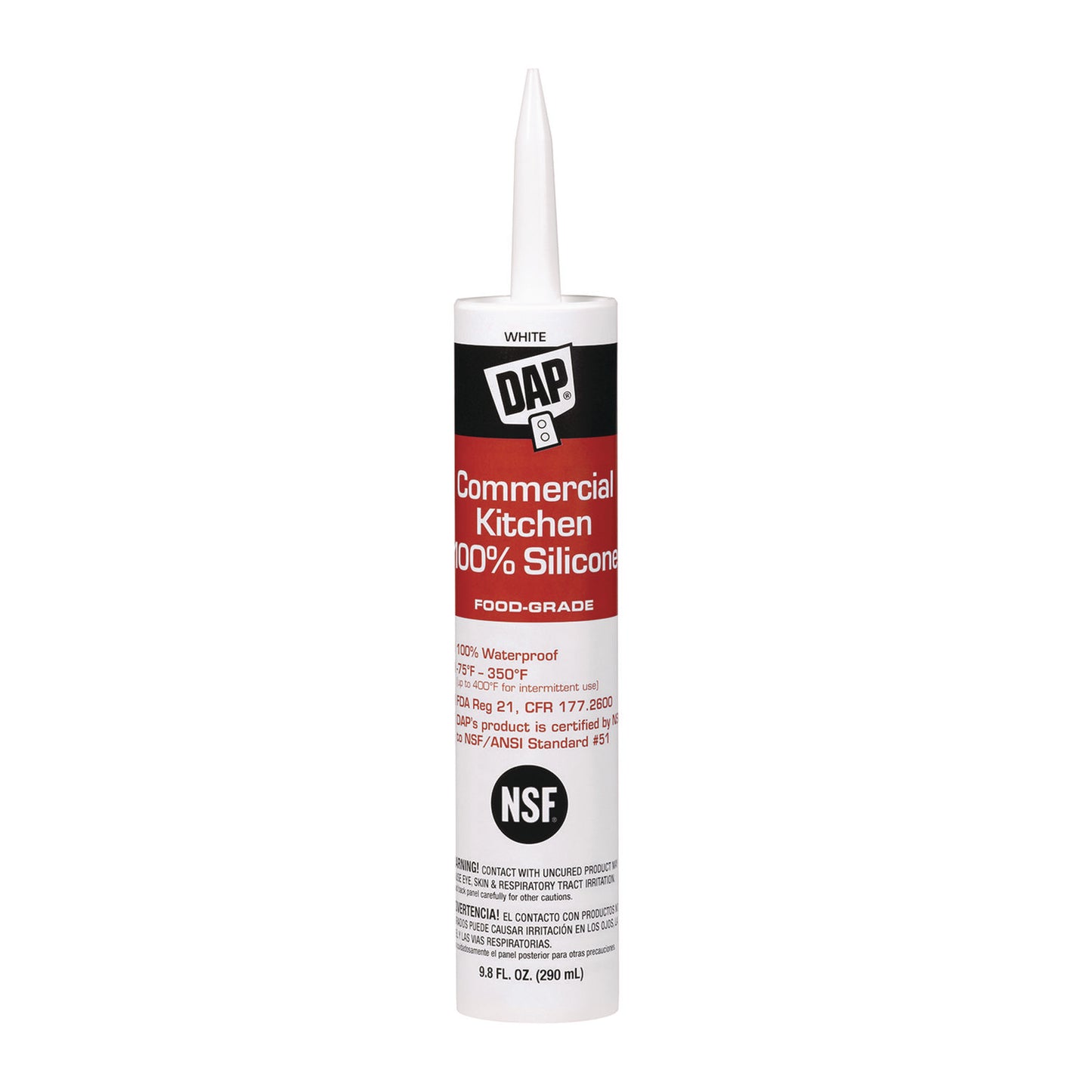 DAP Commercial Kitchen Silicone Sealant, 9.8 oz Tube, White (7079808656)