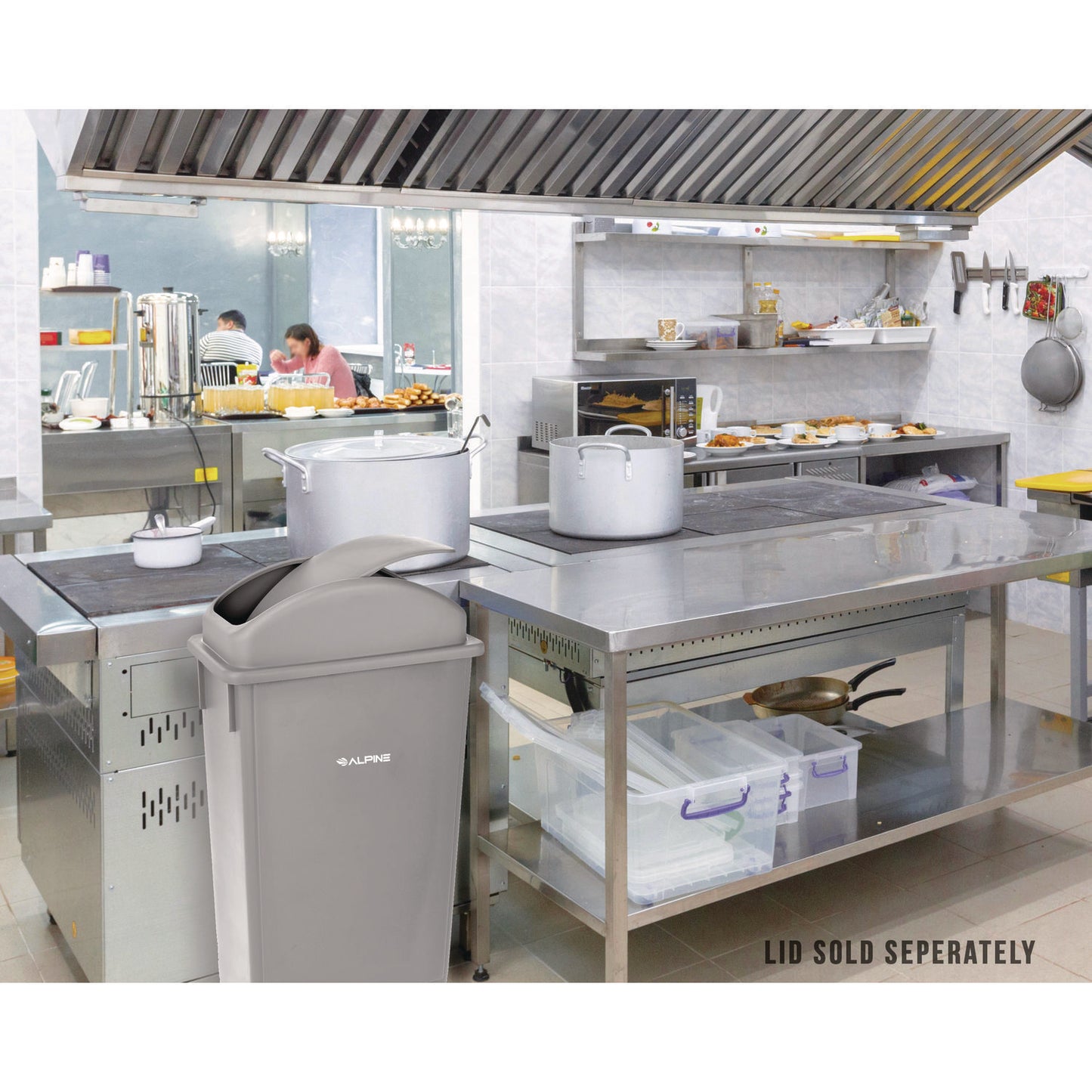 Alpine Slim 23 Gallon Indoor Trash Can, Plastic, Gray (477GRY)