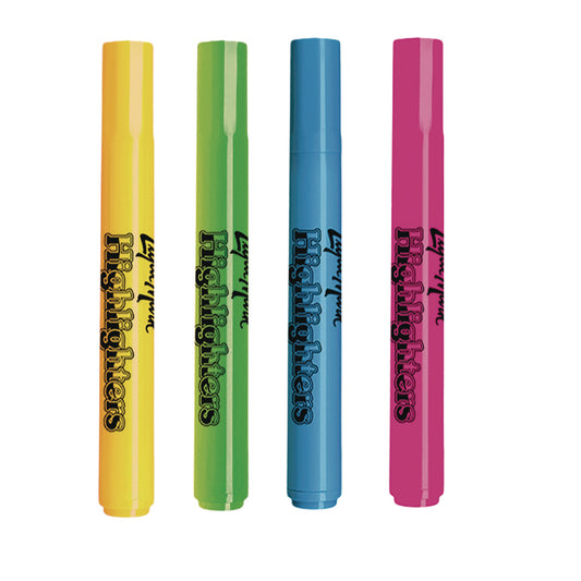 Liqui-Mark Brite Spots Tank Highlighters, Assorted Ink Colors, Chisel Tip, Assorted Barrel Colors, 4/Pack (41580)