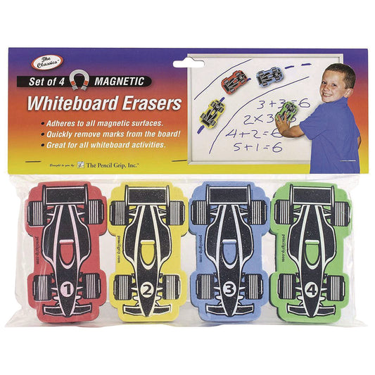 The Pencil Grip Magnetic Racecar Whiteboard Eraser, 4.5 x 2.6 x 1, 4/Pack, 24 Packs/Carton (35824)