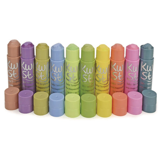 The Pencil Grip Kwik Stix Tempera Paint Set, 10 Assorted Pastel Colors, 10/Set, 12 Sets/Carton (68012)