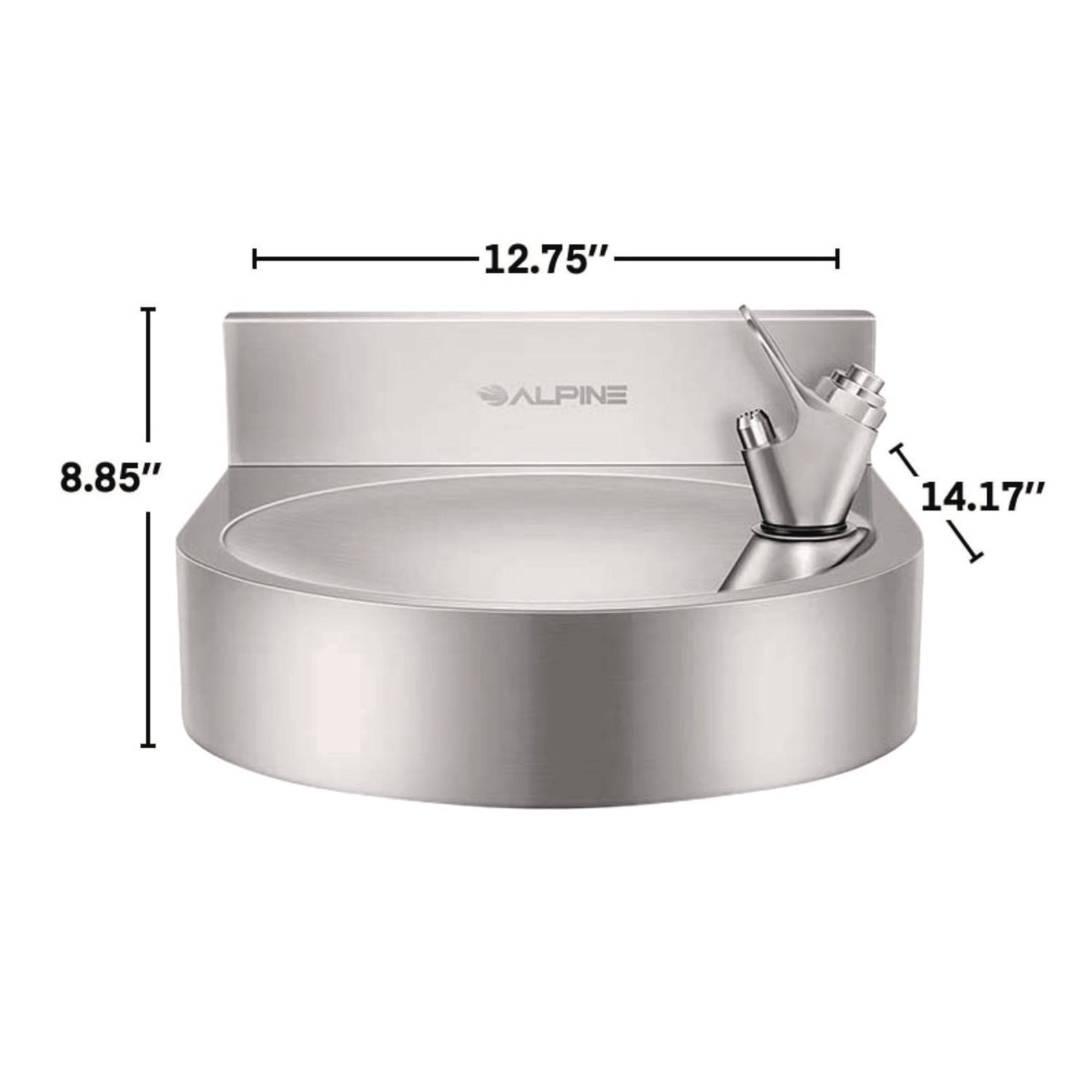 Alpine Wall-Mounted Indoor/Outdoor Water Fountain, Single-Level, Non-Filtered, Non-Refrigerated, Silver (ALP70001)