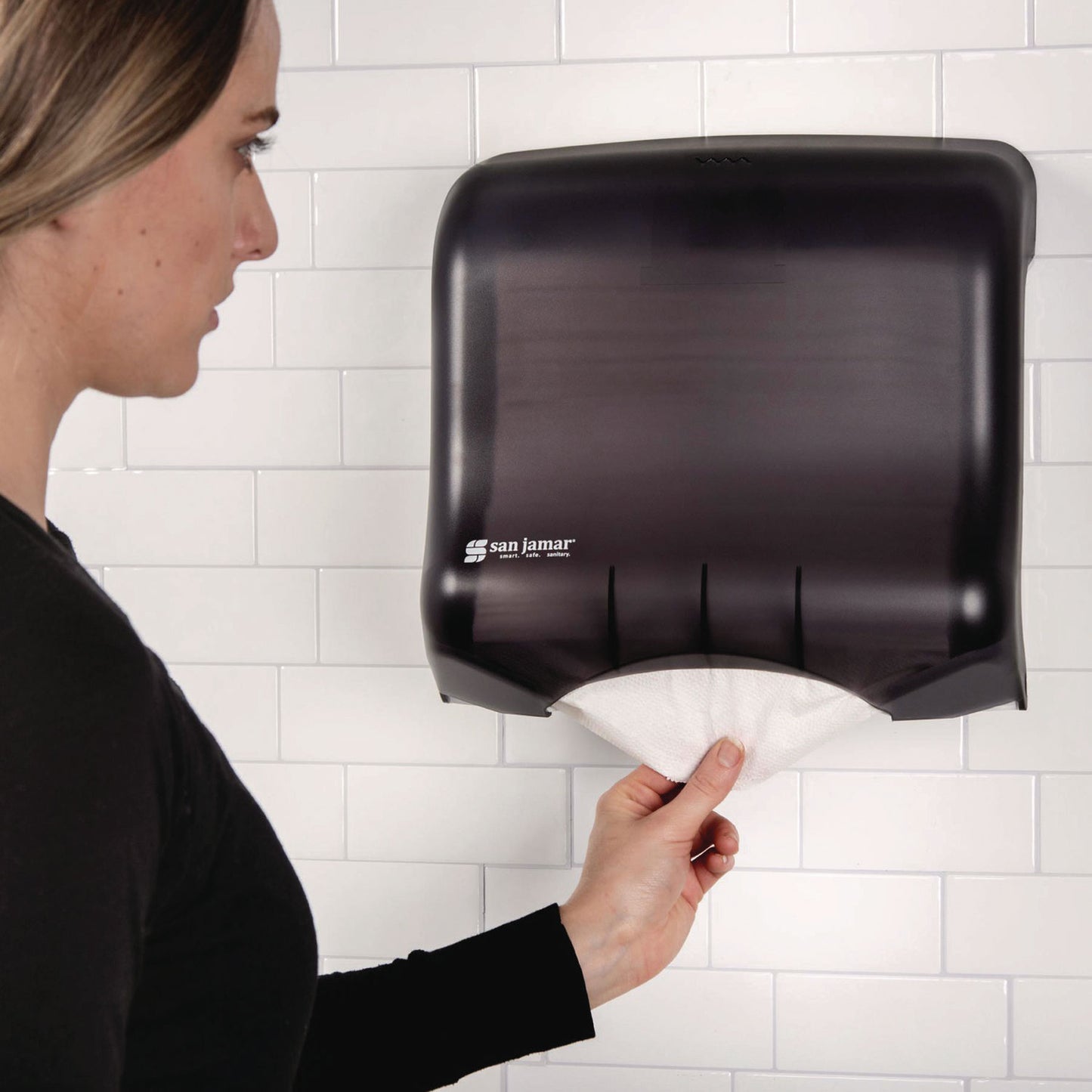 San Jamar Ultrafold Towel Dispenser, 11.5 x 6 x 11.5, Black (T1750TBK)