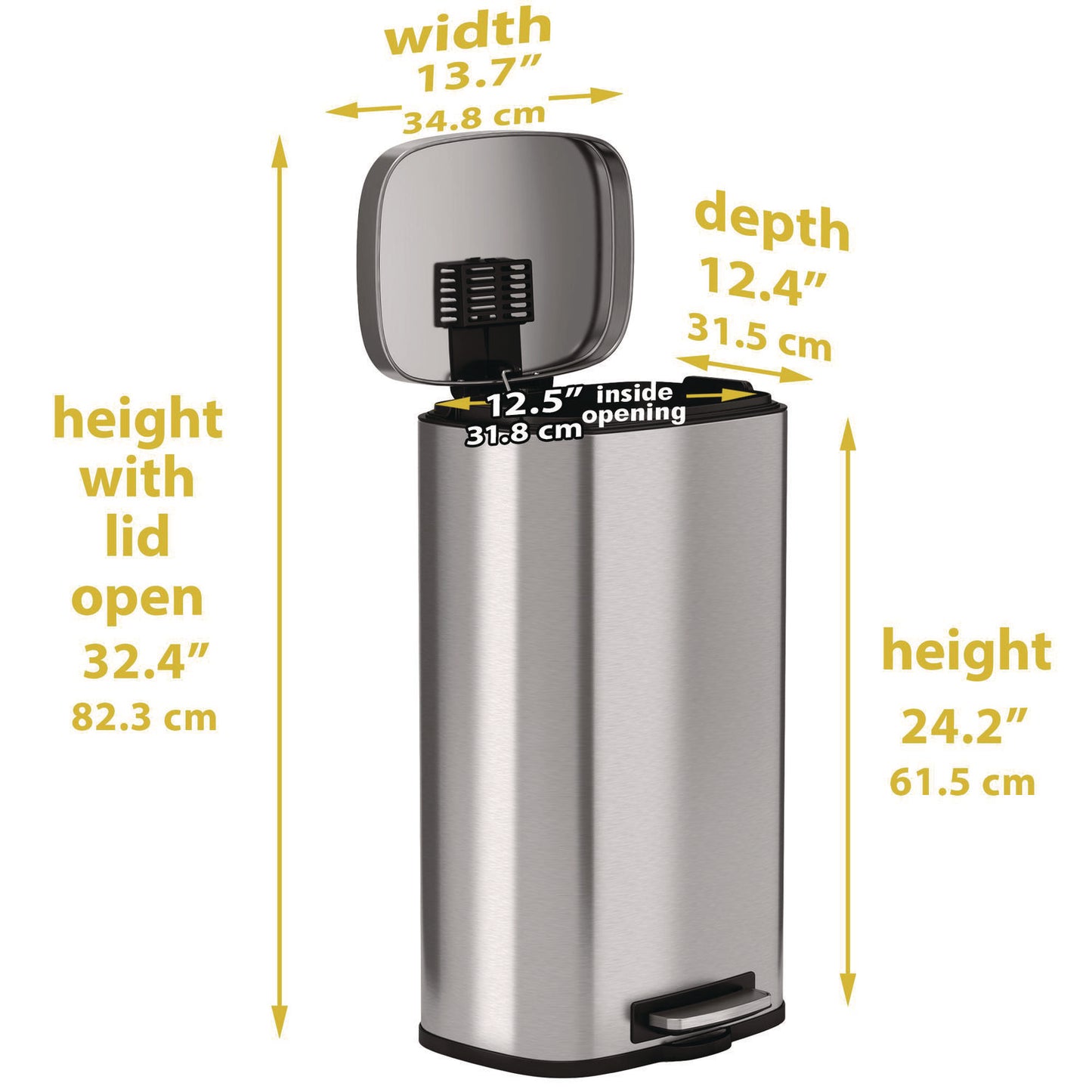 HLS Commercial Step Pedal Trash Can, 8 gal, Plastic/Stainless Steel, Silver (HLSS08R)