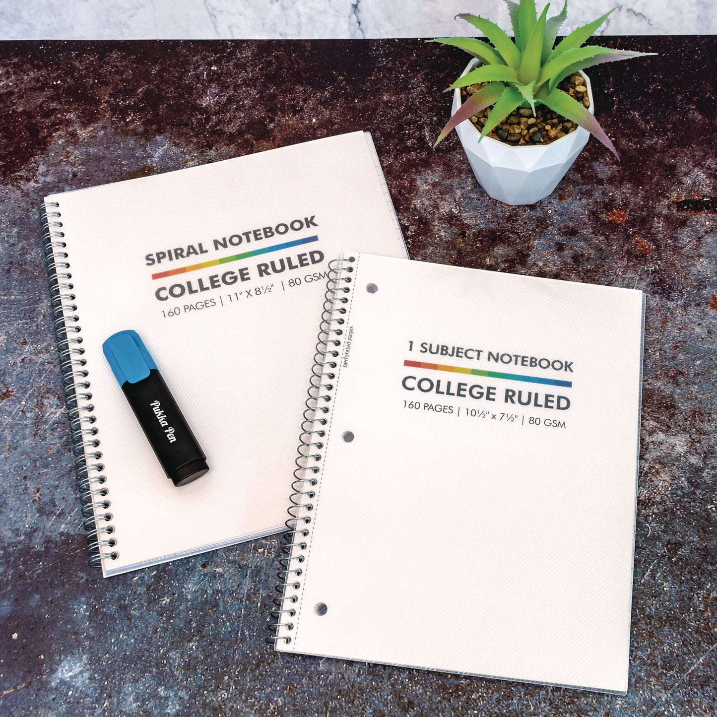 PUKKA PAD Letter Size Notebook, 1-Subject, Medium/College Rule, White Cover, (80) 11 x 8.5 Sheets, 3/Pack (9758BAS)