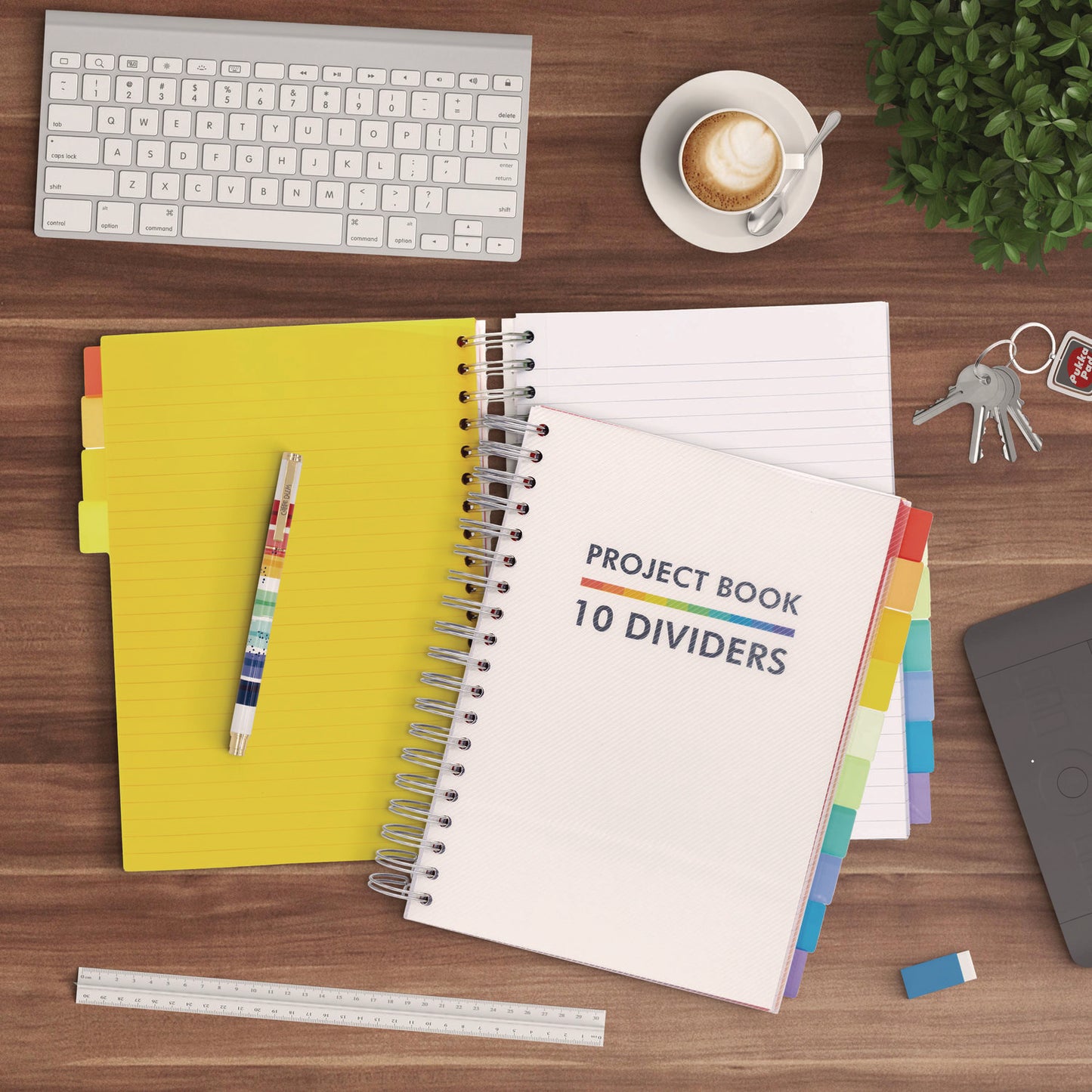 PUKKA PAD B5 Size 10-Subject Project Book, Medium/College Rule, White Cover, (200) 9.8 x 6.9 Sheets (9603PB)