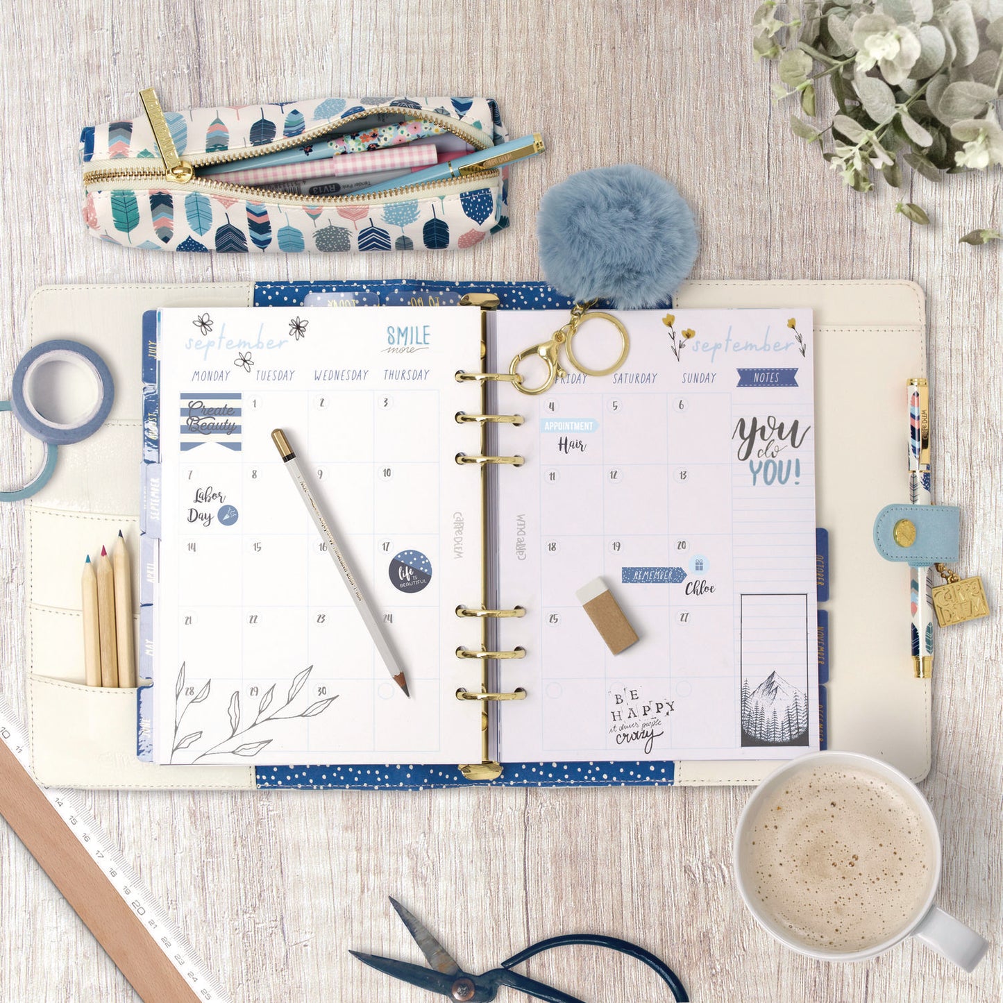 PUKKA PAD Pencil Case, 7.9" x 2" x 2", Multicolor Feathers (9212CD)