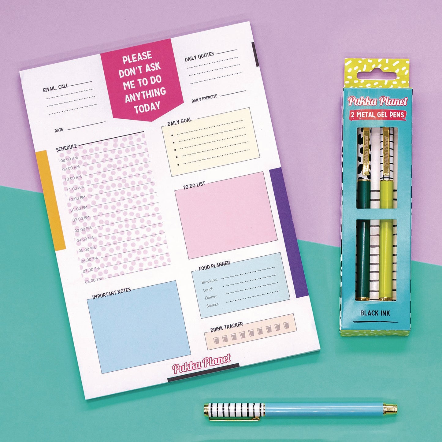 PUKKA PAD Eco Daily Planning Pad, Pukka Planet Artwork/Formatting, 9.84 x 7.48, White/Multicolor Sheets, 60-Days: Undated (9741SPP)