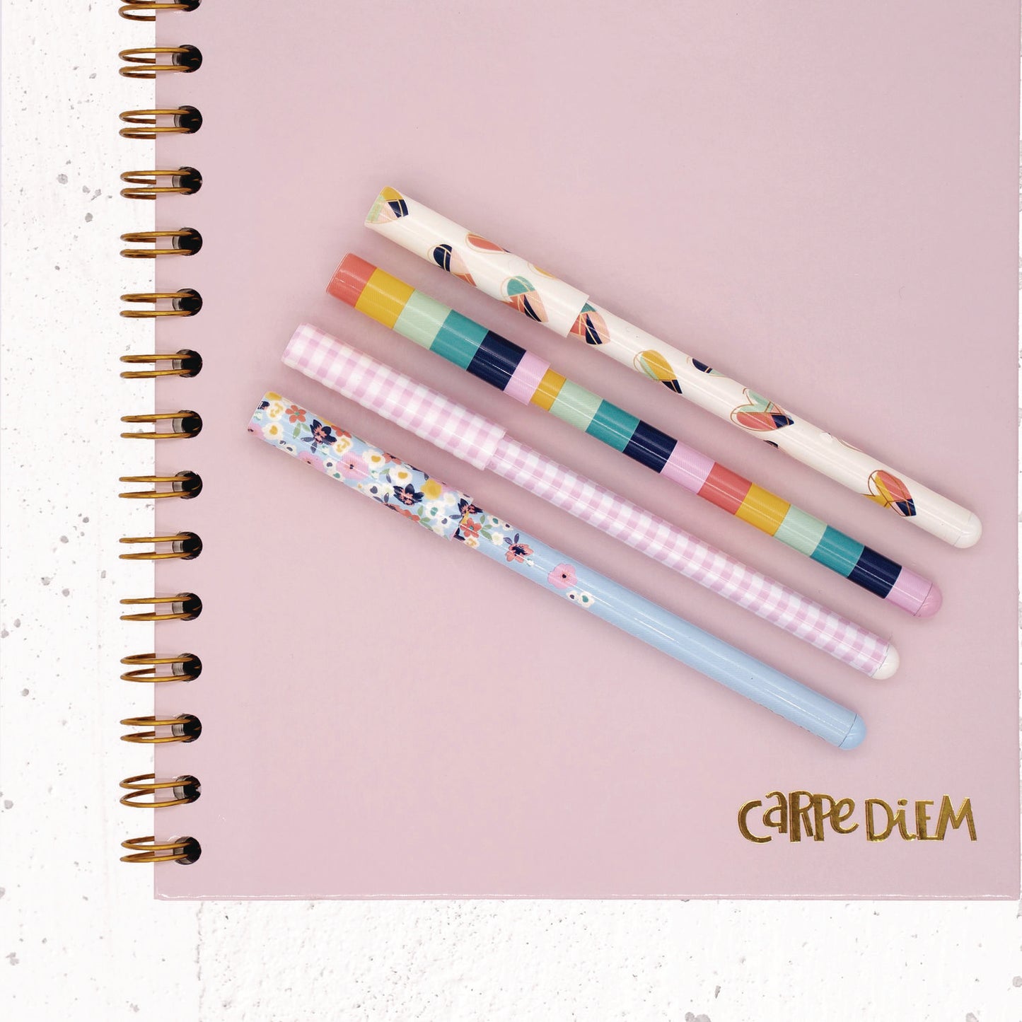 PUKKA PAD Carpe Diem Ballpoint Pen, Stick, Medium 0.7 mm, Black Ink, Assorted Ditzy Floral Collection, 4 Pens/Pack, 6 Packs/Box (9228CD)