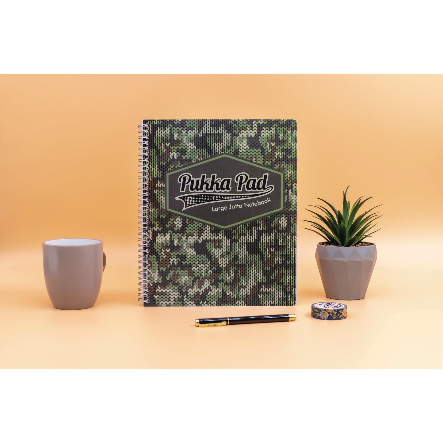 PUKKA PAD Letter Size Notebook, 1-Subject, Medium/College Rule, Green/Black Camo Knit Cover, (100) 11 x 8.5 Sheets, 3/Pack (9755CAM)