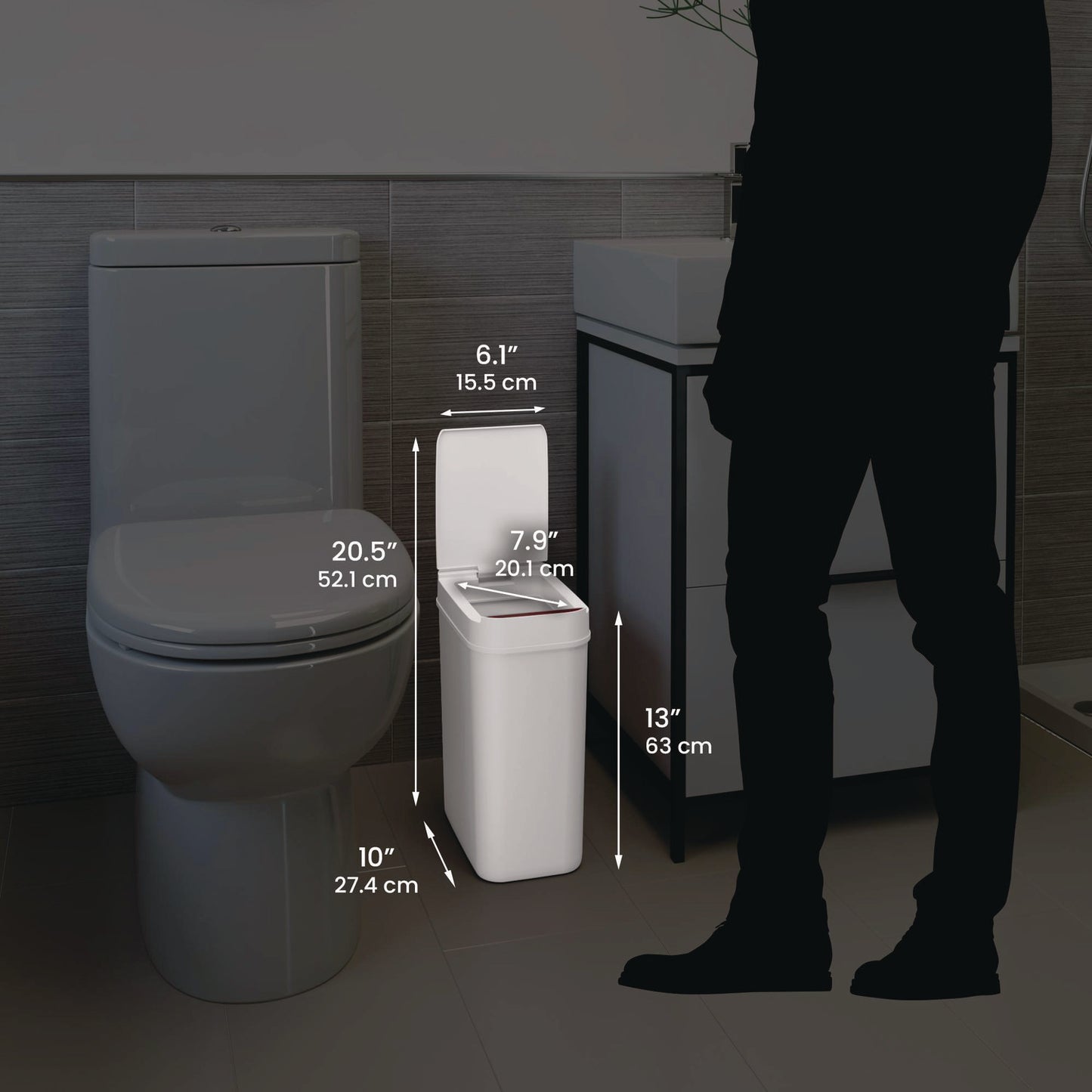 HLS Commercial Plastic Sensor Trash Can, 3 gal, Plastic, White (HLSSP03WW)