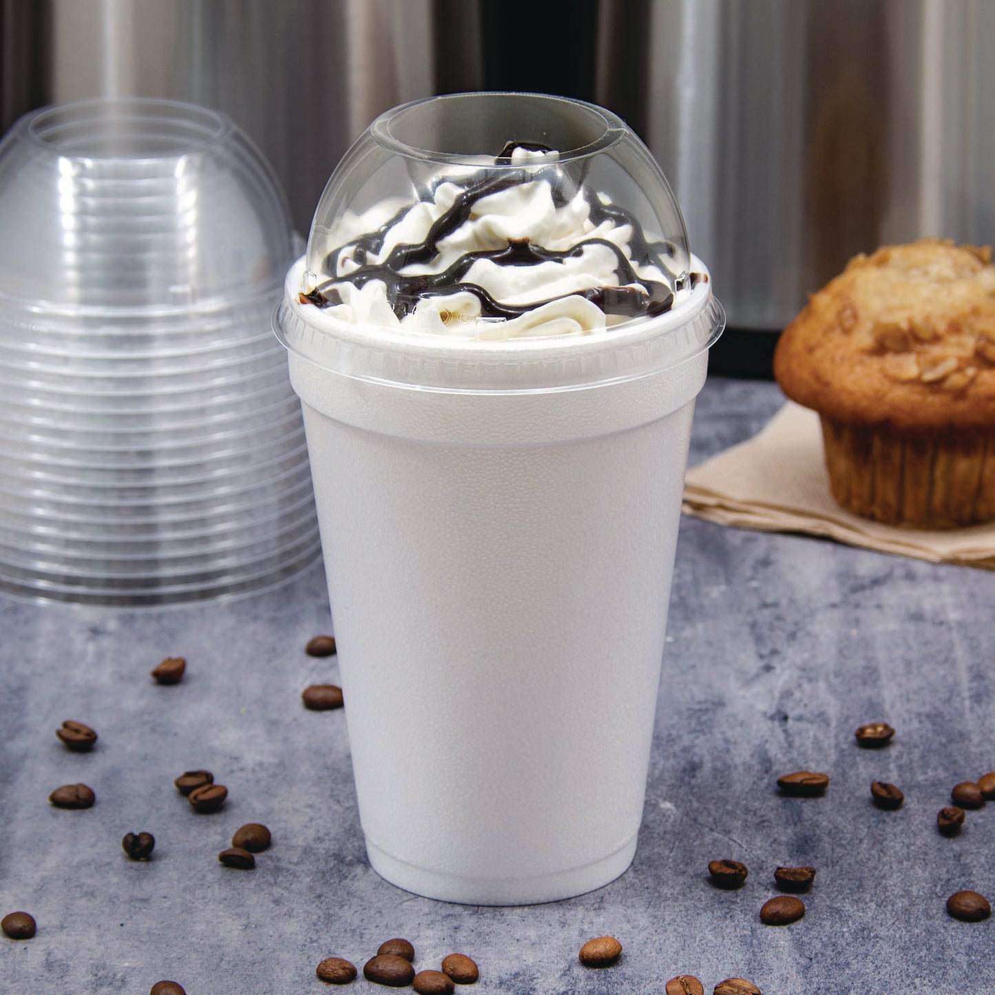 Dart Dome-Top Sundae/Cold Cup Lids, Fits 12 oz to 24 oz Cups, Clear, 1,000/Carton (16LCDHX)