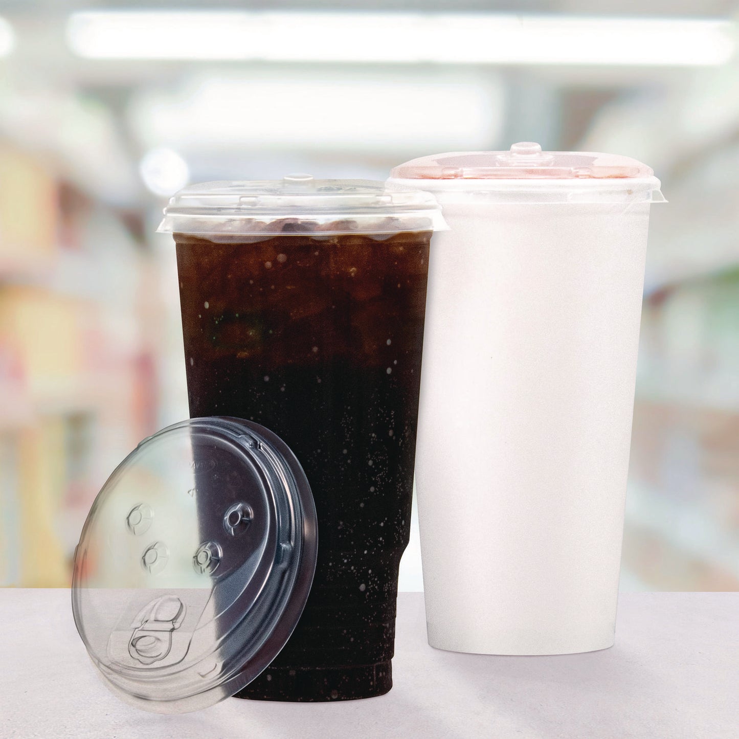 Dart Prima Strawless Plastic Lids, Fits 30 oz to 32 oz Cold Cups, Clear, 100 Lids/Sleeve, 12 Sleeves/Carton (P3032RSL)