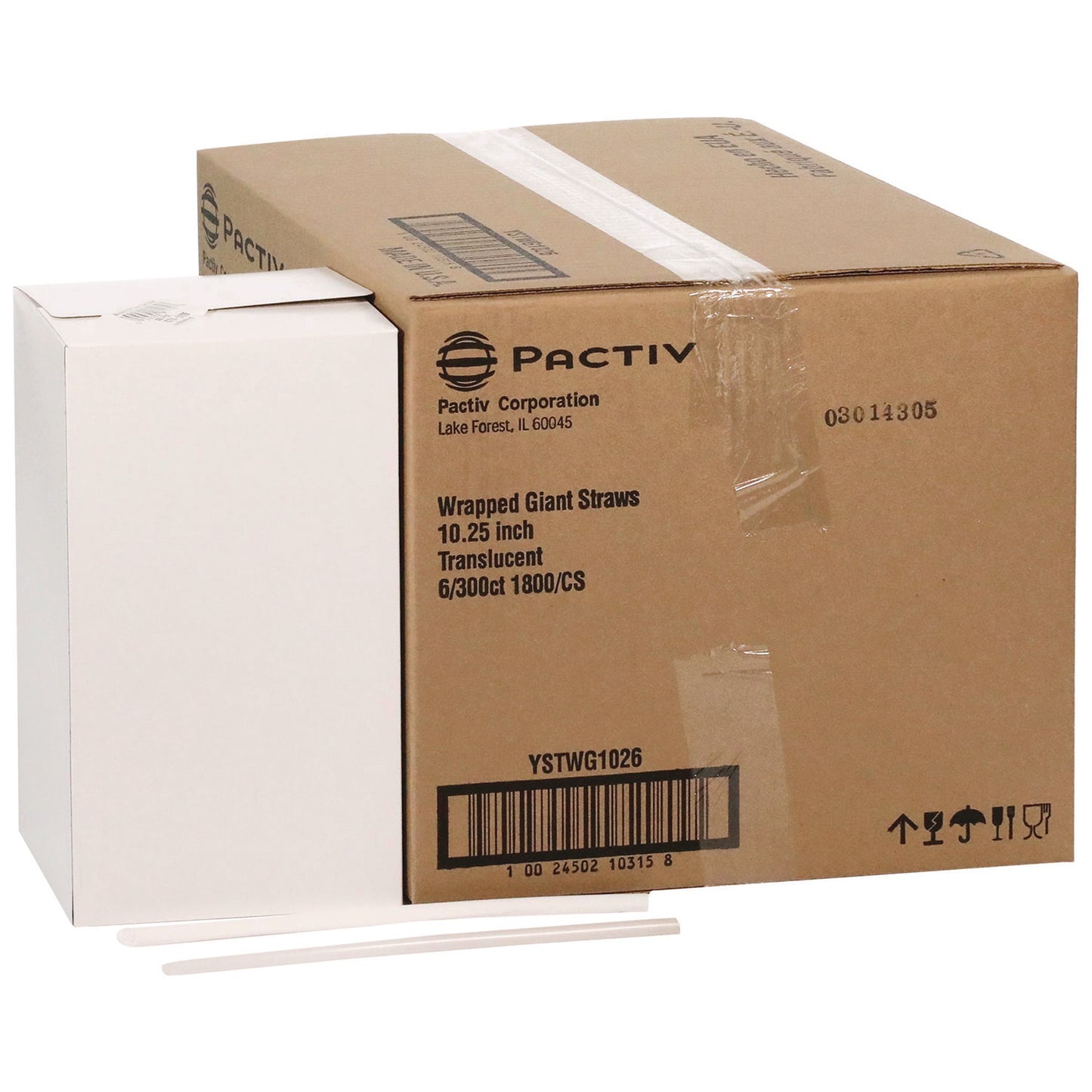 Pactiv Giant Paper-Wrapped Straw, 10.25", Translucent, 1,800/Carton (YSTWG1026)