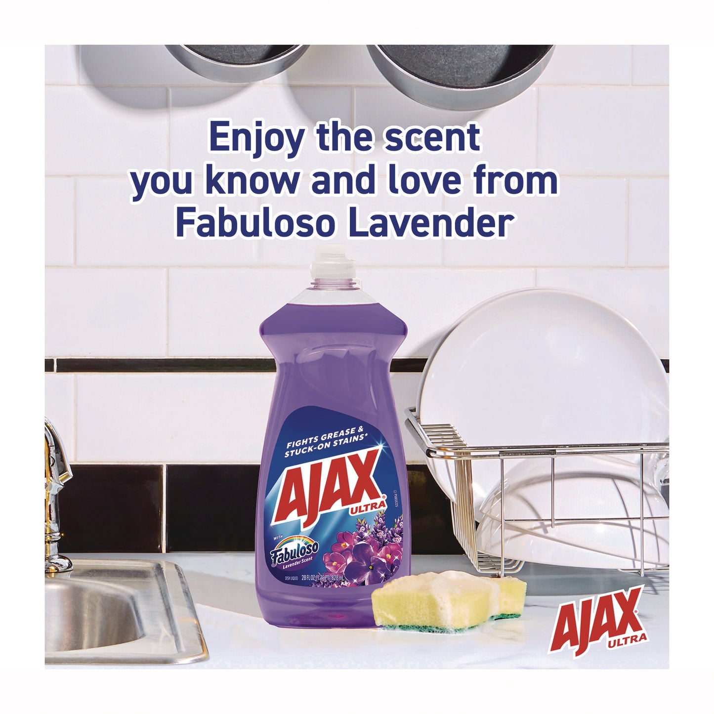Ajax Dish Detergent, Fabuloso Lavender Scent, 28 oz Bottle (61037540)