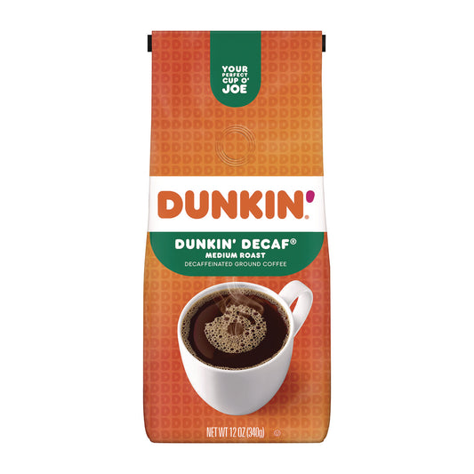 Dunkin Donuts Original Blend Decaf Coffee, 12 oz Bag (00048)