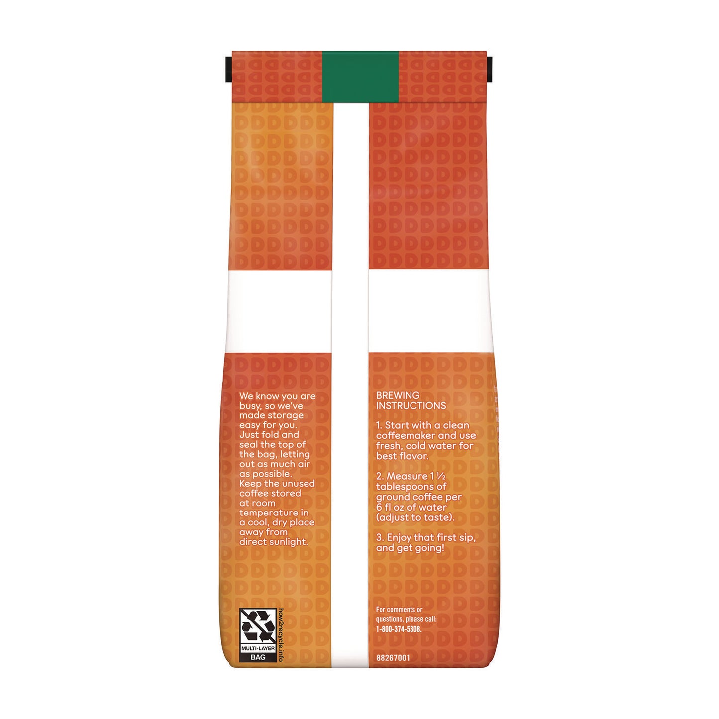 Dunkin Donuts Original Blend Decaf Coffee, 12 oz Bag (00048)