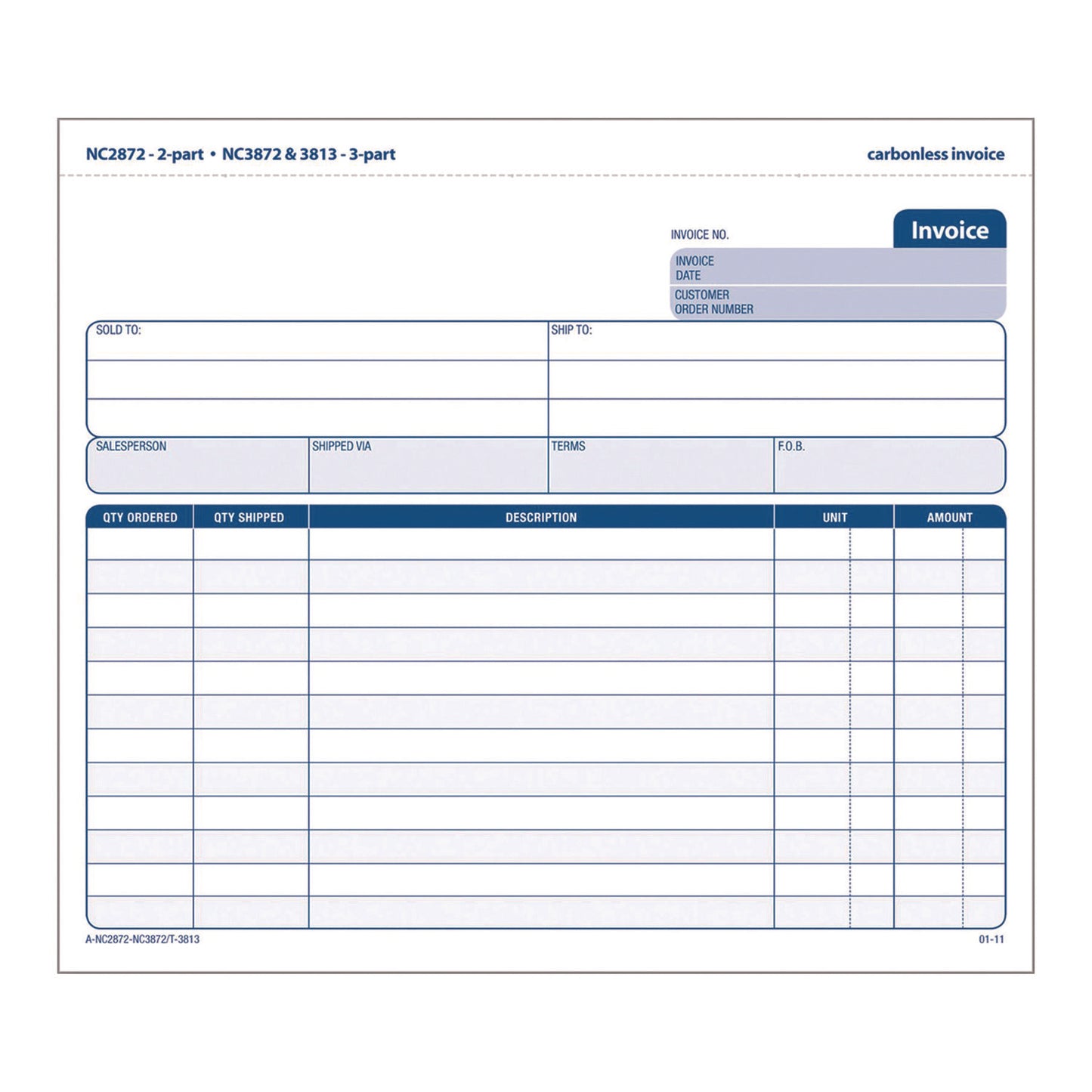 Adams Multipart General-Purpose Invoice Forms, Two-Part Carbonless, 8.5 x 6.94, 50 Forms Total (NC287250)