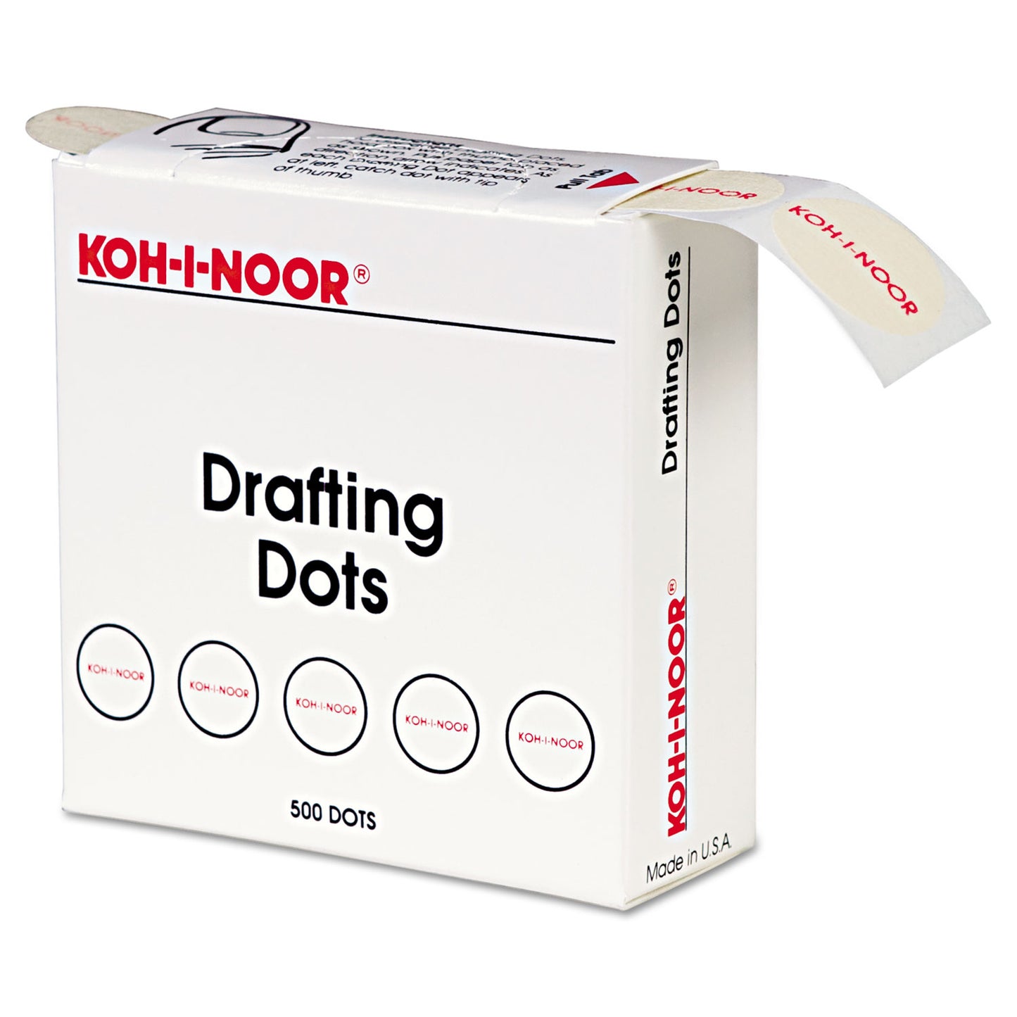 Koh-I-Noor Adhesive Drafting Dots, 0.88" dia, Dries Clear, 500/Box (25900J01)