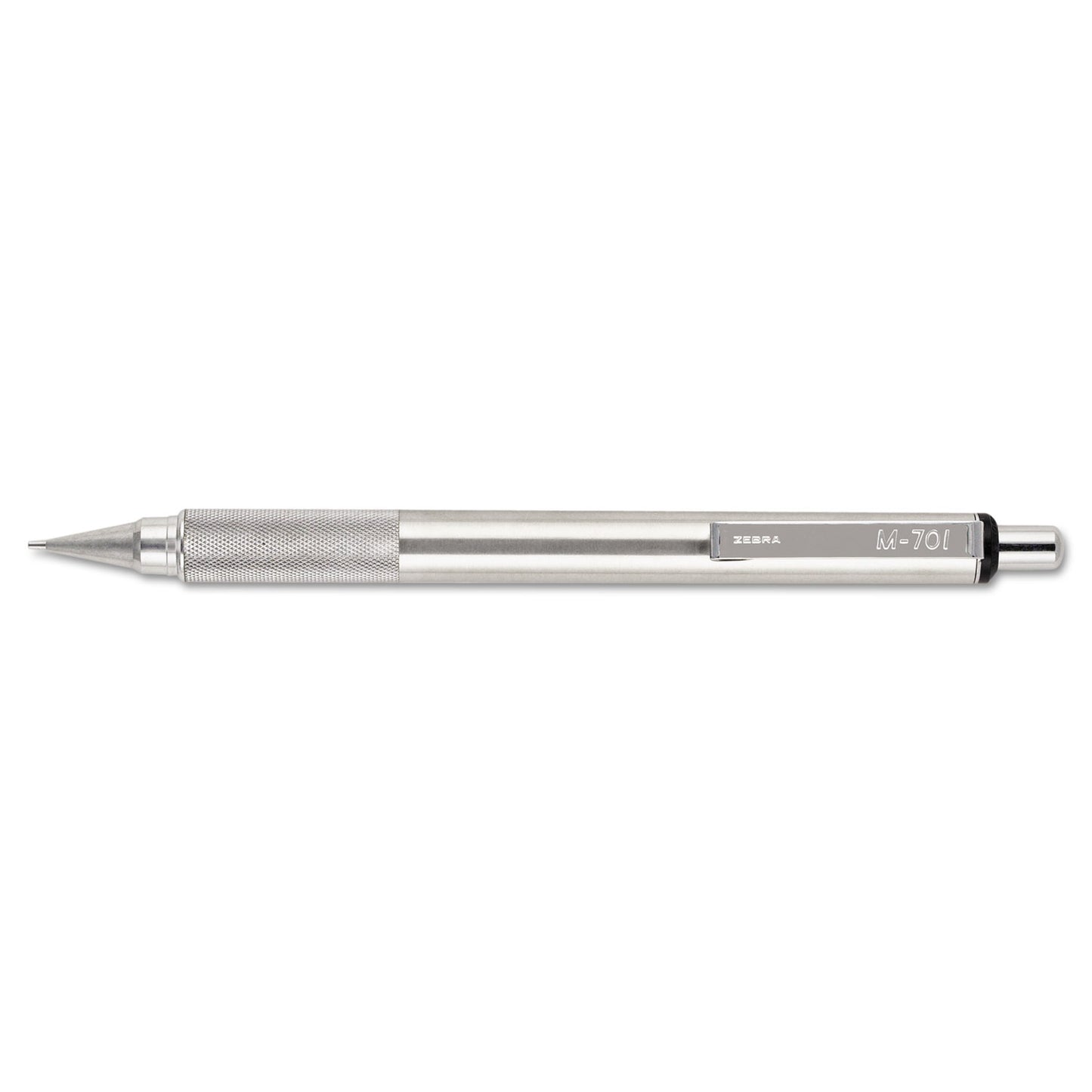 Zebra M-701 Mechanical Pencil, 0.7 mm, F (#2.5), Black Lead, Silver Barrel (59411)