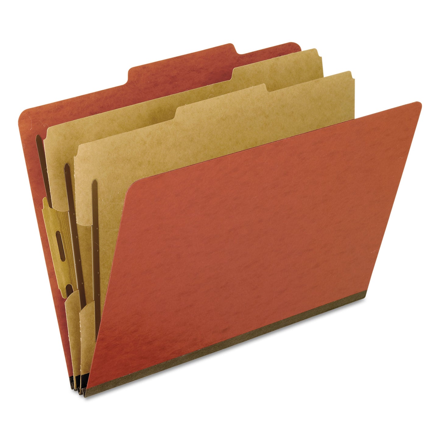 Pendaflex Six-Section Pressboard Classification Folders, 2" Expansion, 2 Dividers, 6 Bonded Fasteners, Letter Size, Red Exterior, 10/BX (1257R)