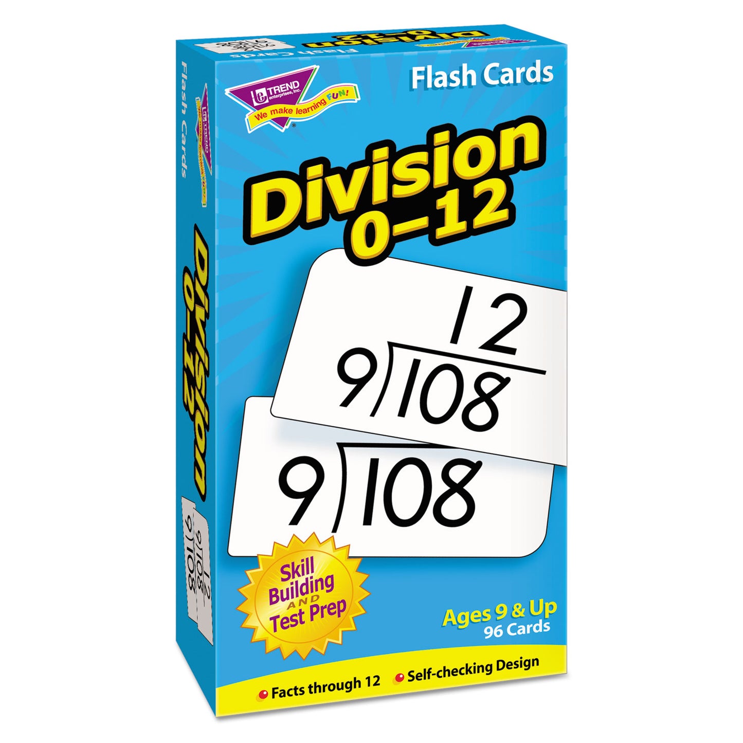 TREND Skill Drill Flash Cards, Division, 3 x 6, Black and White, 91/Pack (T53106)