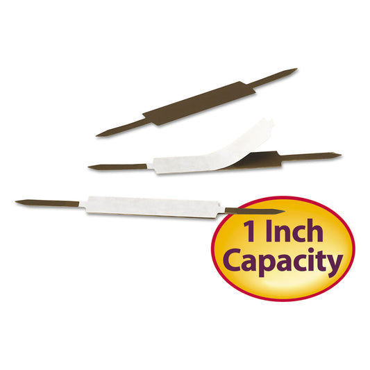 Smead Standard Self-Adhesive Two-Prong Fastener Base and Compressor Sets, 1" Capacity, 2.75" Center to Center, Brown, 100/Box (68210)