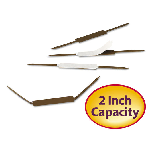 Smead Standard Self-Adhesive Two-Prong Fastener Base and Compressor Sets, 2" Capacity, 2.75" Center to Center, Brown, 100/Box (68220)