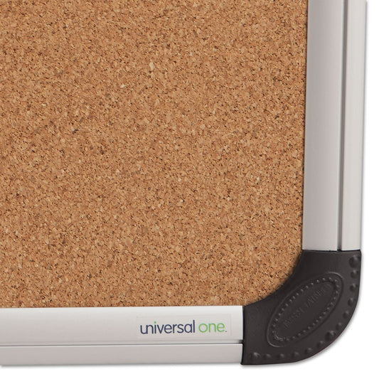Universal Cork Board with Aluminum Frame, 24 x 18, Tan Surface (43712)