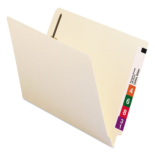 Smead Reinforced End Tab Fastener Folders, Antimicrobial Protection, 0.75" Expansion, 2 Fasteners, Letter Size, Manila, 50/Box (34116)