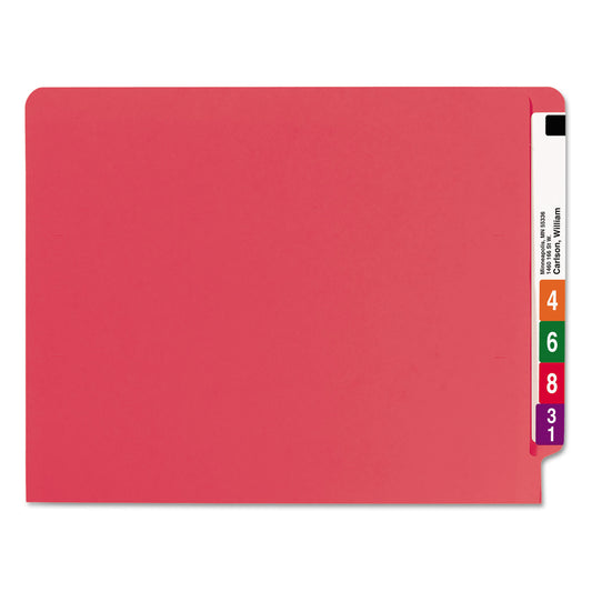 Smead Heavyweight Colored End Tab Fastener Folders, 0.75" Expansion, 2 Fasteners, Letter Size, Red Exterior, 50/Box (25740)