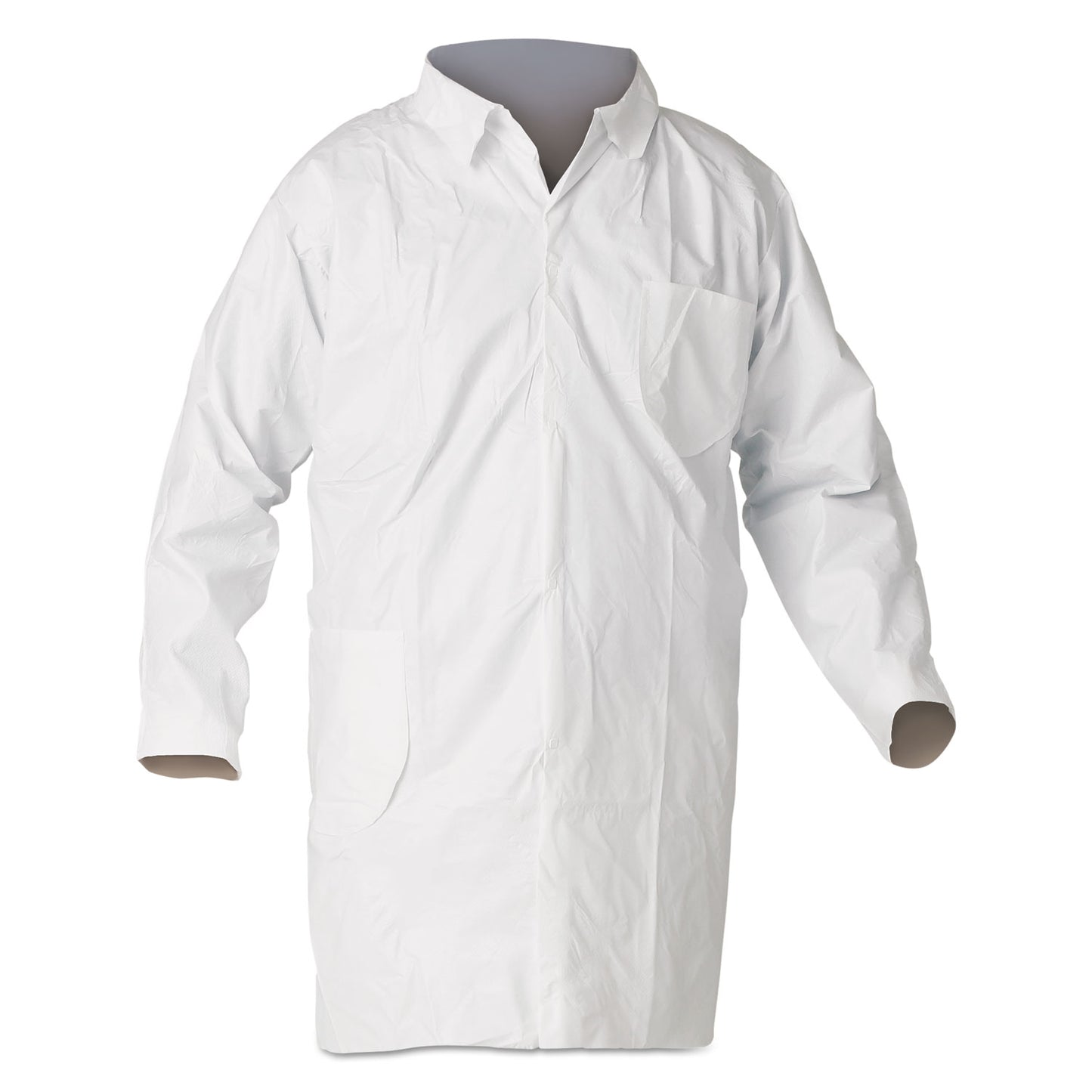 A40 Liquid And Particle Protection Lab Coats With Pocket, Large, White, 30/carton