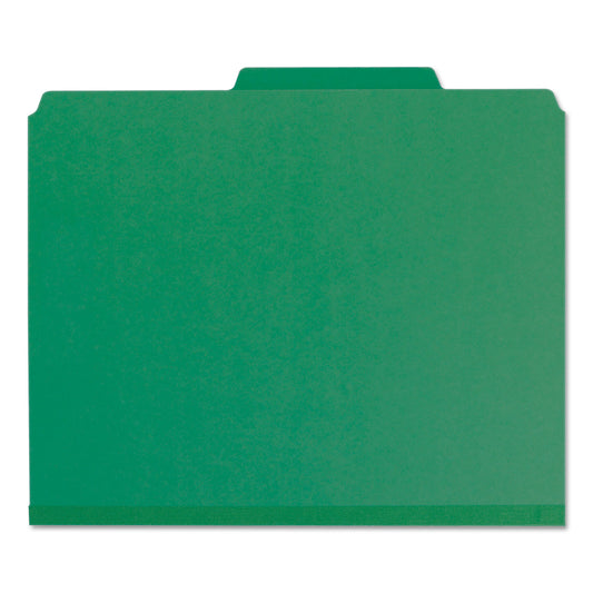 Smead Recycled Pressboard Classification Folders, 2" Expansion, 2 Dividers, 6 Fasteners, Letter Size, Green Exterior, 10/Box (14063)