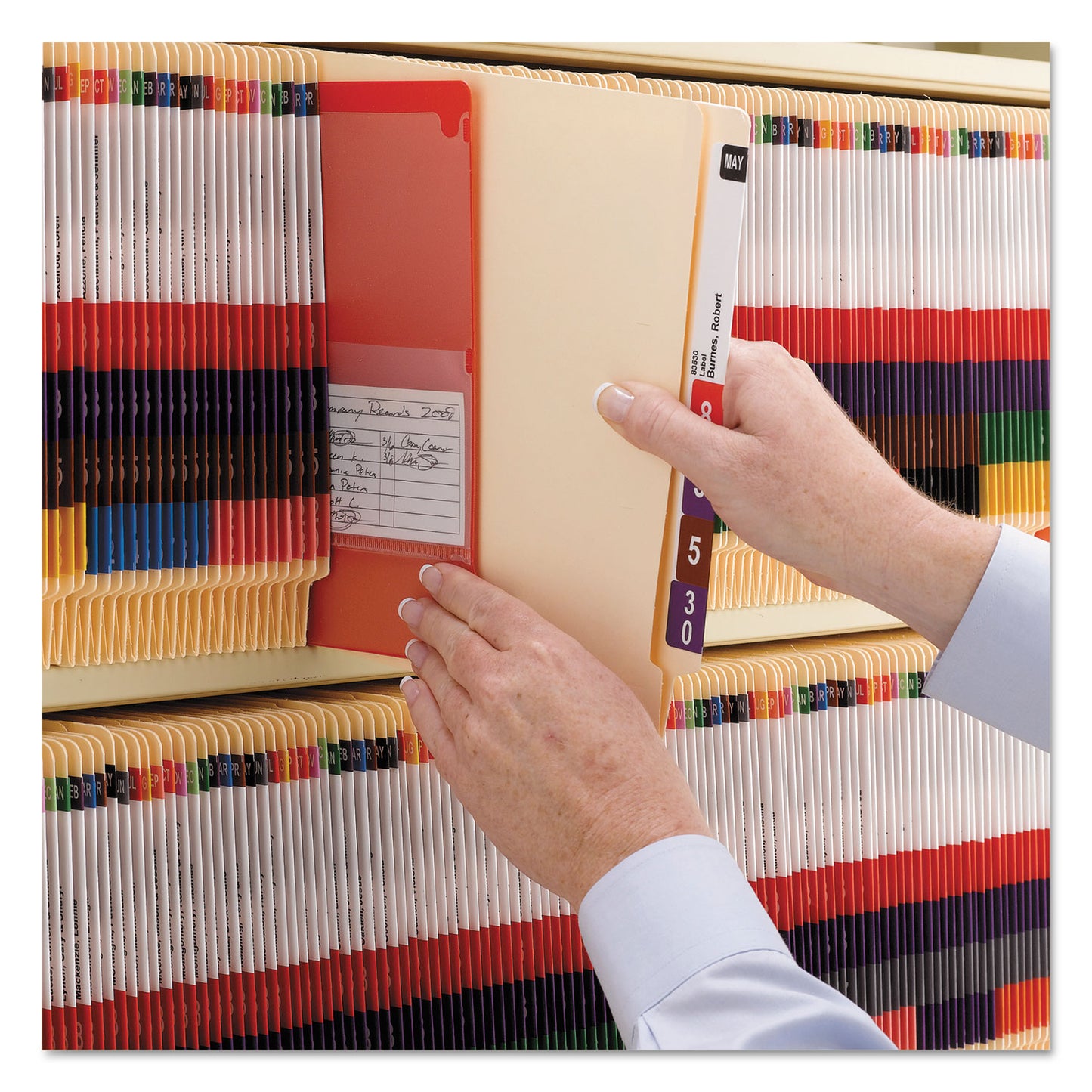 Smead Manila End Tab Classification Folders, 2" Expansion, 2 Dividers, 6 Fasteners, Letter Size, Manila Exterior, 10/Box (26835)