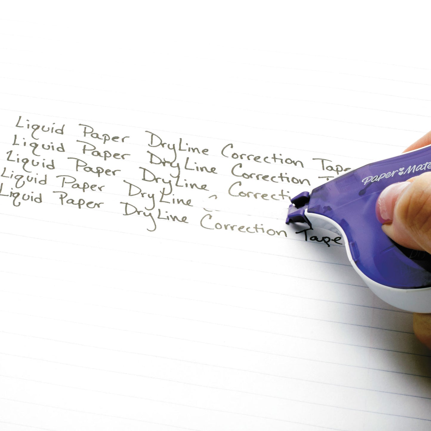 Paper Mate DryLine Correction Tape, Non-Refillable, Green/Purple Applicators, 0.17" x 472", 10/Pack (6137406)