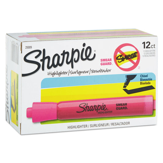 Sharpie Tank Style Highlighters, Pink Ink, Chisel Tip, Pink Barrel, Dozen (25009B)