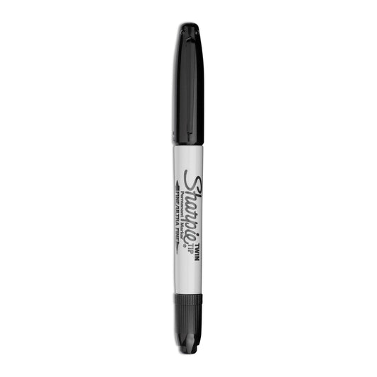 Sharpie Twin-Tip Permanent Marker, Extra-Fine/Fine Bullet Tips, Black, Dozen (32001B)