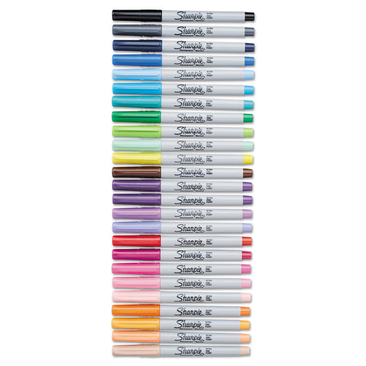 Sharpie Ultra Fine Tip Permanent Marker, Ultra-Fine Needle Tip, Assorted Colors, 24/Set (75847)