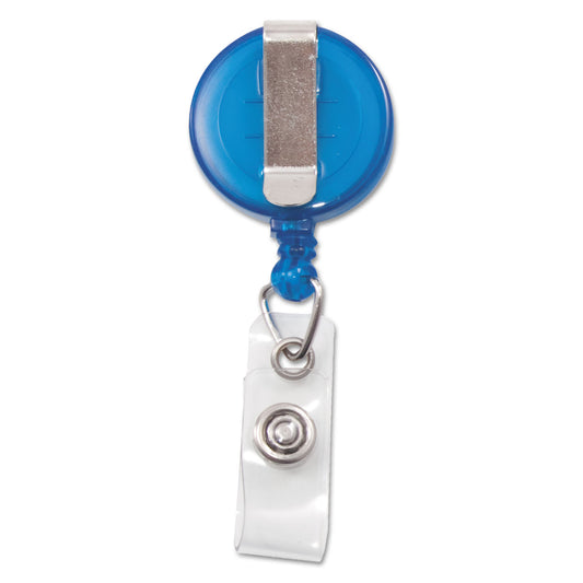 Advantus Translucent Retractable ID Card Reel, 30" Extension, Blue, 12/Pack (75472)
