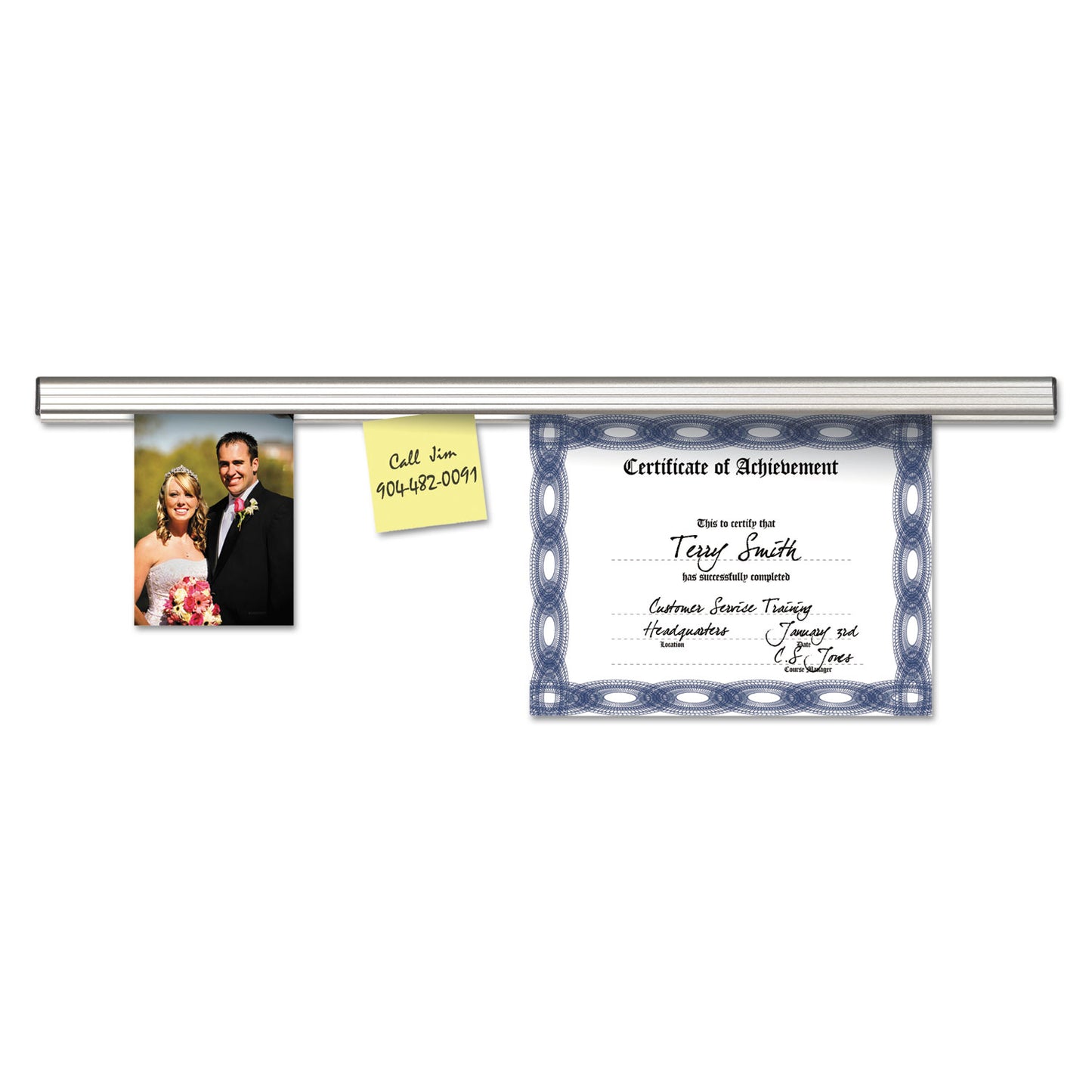 Advantus Grip-A-Strip Display Rail, 9 x 1.5, Aluminum Finish (1500)