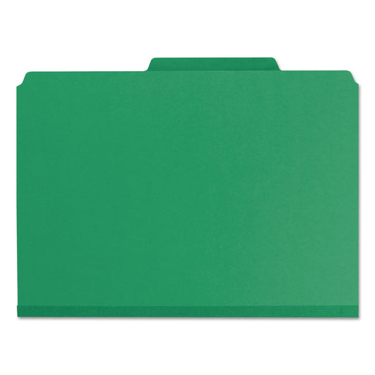Smead Expanding Recycled Heavy Pressboard Folders, 1/3-Cut Tabs: Assorted, Letter Size, 1" Expansion, Green, 25/Box (21546)