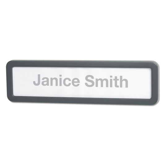Universal Recycled Cubicle Nameplate with Rounded Corners, 9 x 2.5, Charcoal (08223)