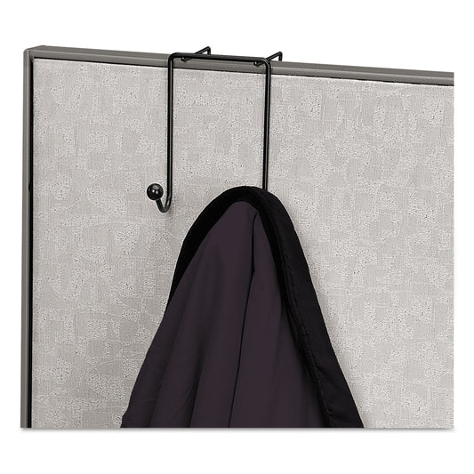 Fellowes Partition Additions Wire Double-Garment Hook, 4 x 5.13 x 6, Over-the Panel Mount, Black (75510)