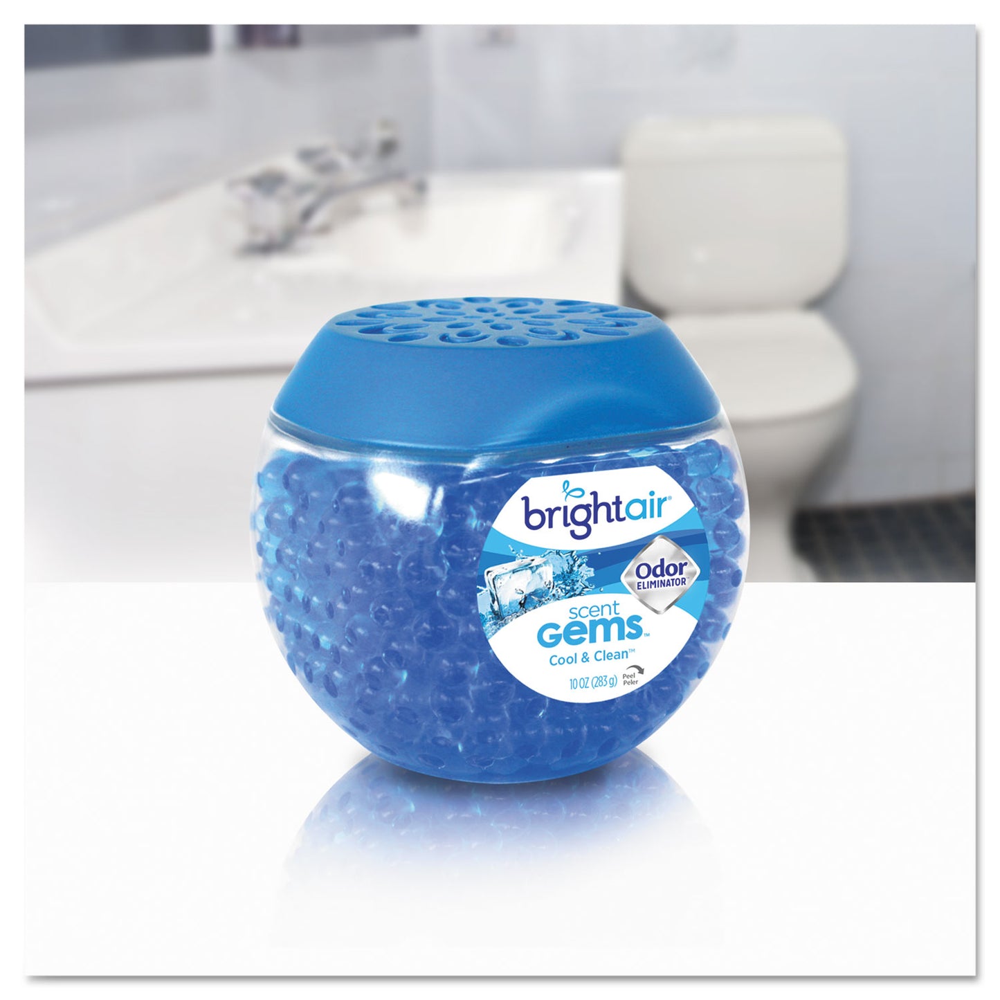 Bright Air Scent Gems Odor Eliminator, Cool and Clean, Blue, 10 oz Jar (900228)