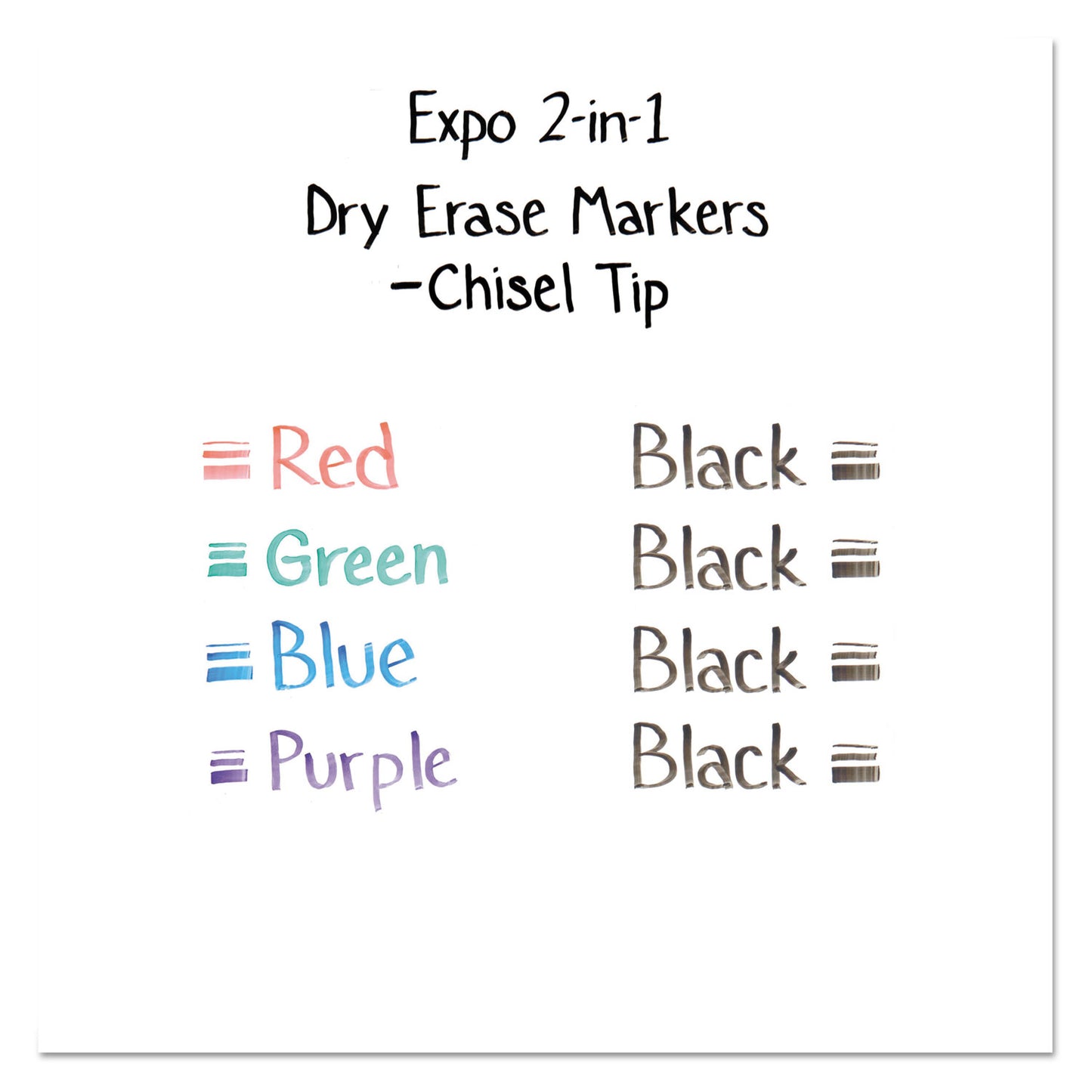 EXPO 2-in-1 Dry Erase Markers, Fine/Broad Chisel Tips, Assorted Primary Colors, 4/Pack (1944655)