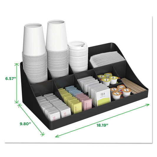Mind Reader 11-Compartment Coffee Condiment Organizer, 18.25 x 6.63 x 9.78, Black (COMORGBLK)