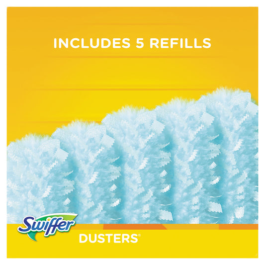 Swiffer Dusters Starter Kit, Dust Lock Fiber, 6" Handle, Blue/Yellow, 6/Carton (11804CT)